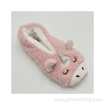 Non-skid Fleece Slipper Booties Cartoon Ballerina Slippers